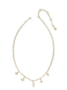 Kendra Scott Gold Belle Cubic Zirconia Charm Necklace New